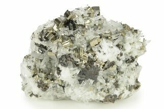 Cubic Pyrite and Sphalerite Crystals on Quartz - Peru #257284