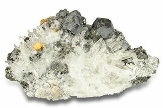 Quartz Crystals with Galena, Orpiment, and Sphalerite - Peru #256162
