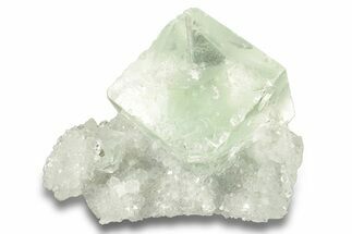 Glass-Clear Green Cubic Fluorite Crystals on Quartz - China #258442