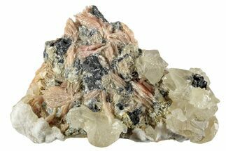 Cerussite Crystals with Bladed Barite on Galena - Morocco #259048