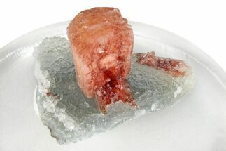 Red-Orange Stilbite Crystals on Chalcedony - India #259403