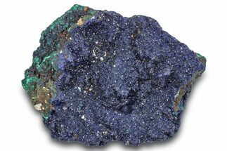 Sparkling Azurite Crystals on Fibrous Malachite - China #259657