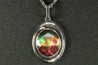 Stunning Ammolite Oval Pendant - Sterling Silver #271768