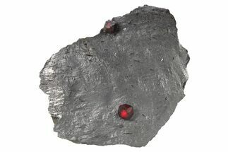 Plate of Two Red Embers Garnets in Graphite - Massachusetts #272720