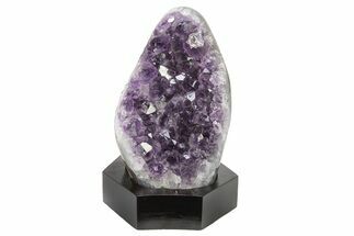 Grape Jelly Amethyst Geode With Wood Base - Uruguay #275691