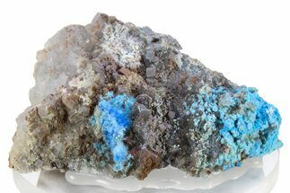 Vibrant Blue Cyanotrichite with Cubic Fluorite - China #277287