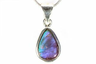 Blue/Purple Ammolite Pendant (Necklace) - Sterling Silver #278388