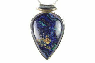 Watercolor Malachite and Azurite Pendant - Sterling Silver #278612