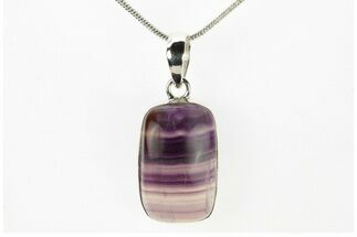 Banded Fluorite Pendant (Necklace) - Sterling Silver #278756