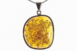 Polished Baltic Amber Pendant (Necklace) - Sterling Silver #279210
