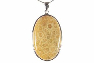 Polished Fossil Coral Pendant - Sterling Silver #279244