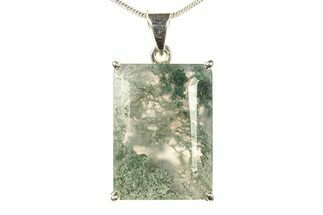 Polished Colorful Moss Agate Pendant - Sterling Silver #279591