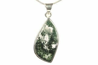 Polished Colorful Moss Agate Pendant - Sterling Silver #279592