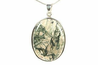 Polished Colorful Moss Agate Pendant - Sterling Silver #279596