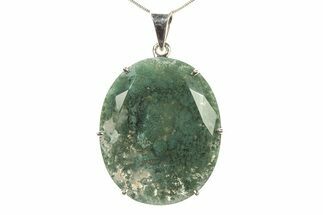 Polished Colorful Moss Agate Pendant - Sterling Silver #279605