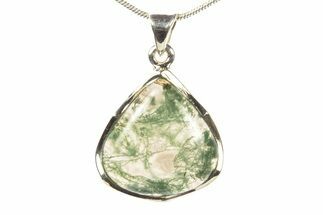 Polished Colorful Moss Agate Pendant - Sterling Silver #279616