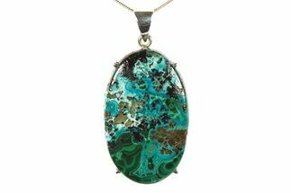 Vibrant Malachite & Chrysocolla Pendant - Sterling Silver #279837