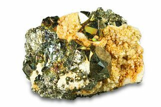 Dolomite and Calcite on Iridescent Pyrite - Peru #291901