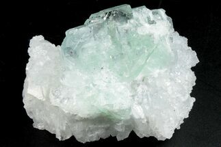 Glass-Clear Green Cubic Fluorite Crystals on Quartz - China #293784