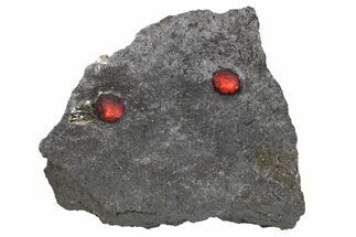 Plate of Two Red Embers Garnets in Graphite - Massachusetts #301073