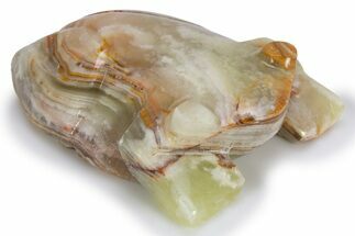 Carved Green Banded Calcite Frog - Pakistan #301358