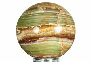Polished Green Banded Calcite Sphere - Pakistan #301451