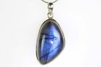 Brilliant Blue Labradorite Pendant with Chain #302770