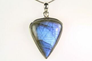 Brilliant Blue Labradorite Pendant with Chain #302779