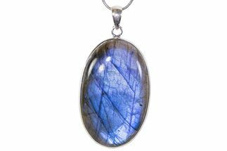 Brilliant Blue Labradorite Pendant with Chain #302808