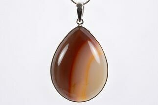 Banded Red Agate Pendant (Necklace) - Sterling Silver #303246