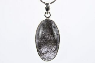 Glassy Tourmalinated Quartz Pendant - Sterling Silver #305030