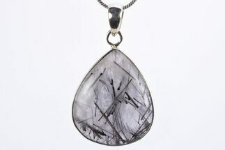 Glassy Tourmalinated Quartz Pendant - Sterling Silver #305031