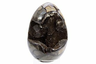 Septarian Dragon Egg Geode - Black Crystals #305801