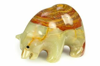 Realistic Polished Rainbow Onyx Stone Bear - Arizona #308424