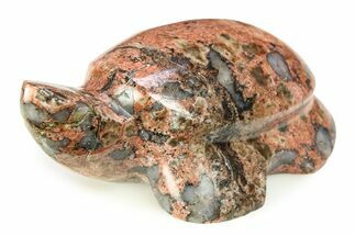 Carved Red Flower Granite Turtle - Arizona #308540