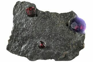 Plate of Three Red Embers Garnets in Graphite - Massachusetts #313541