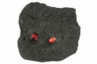 Plate of Two Red Embers Garnets in Graphite - Massachusetts #313425