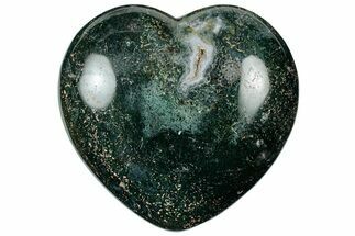 Polished Moss Agate Heart - Oregon #314467