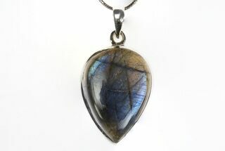 Brilliant Blue Labradorite Pendant with Chain #317630