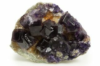 Purple Cubic Fluorite Crystals on Druzy Quartz - China #322816