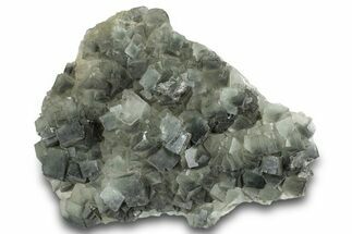 Green Cubic Fluorite Crystal Cluster on Druzy Quartz - China #323069