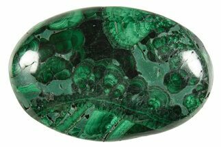 Polished Banded Malachite Palm Stone - DR Congo #321180