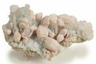 Pink Rhodochrosite After Calcite on Tabular Barite - Bulgaria #323949