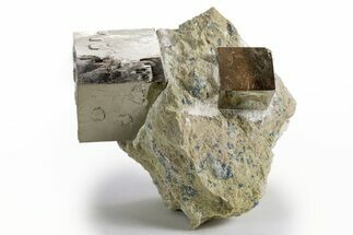 Two Natural Pyrite Cubes In Rock - Navajun, Spain #325032