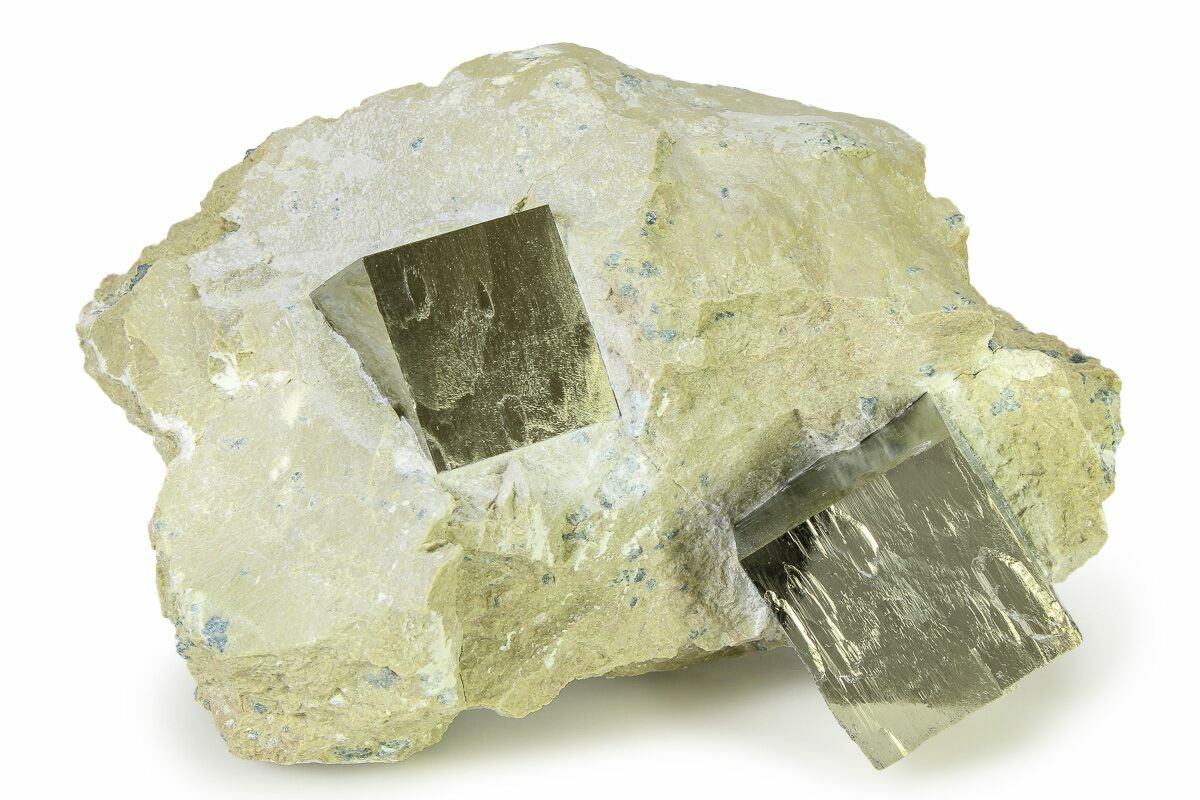 Two Large Natural Pyrite Cube In Rock - Navajun, Spain (#325097) For ...