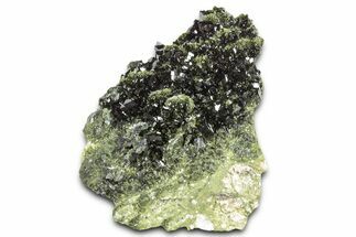 Sparkling Dark Green Epidote Crystals with Quartz - Turkey #325066