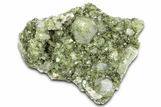 Quartz Crystals on Pistachio-Green Epidote - Turkey #325076
