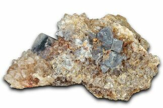 Blue Cubic Fluorite Crystals on Quartz - New Mexico #326174