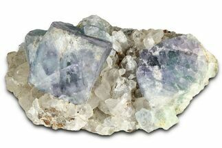 Green and Purple Cubic Fluorite Cluster w/ Quartz - Okorusu Mine #326559