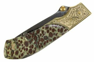 Pocket Knife With Green/Red Rhyolite Inlays #327632